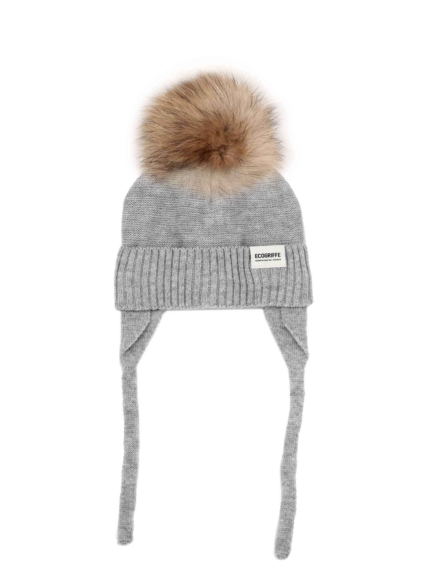 Tuque grise Raton avec pompon