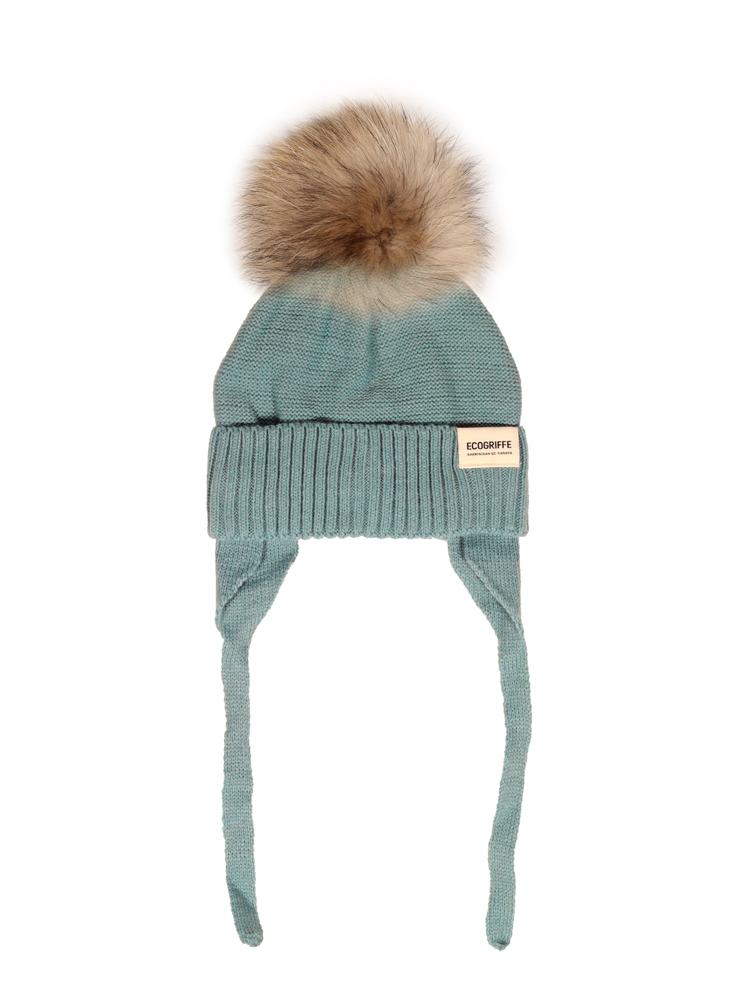 Tuque sauge pâle* Raton avec pompon