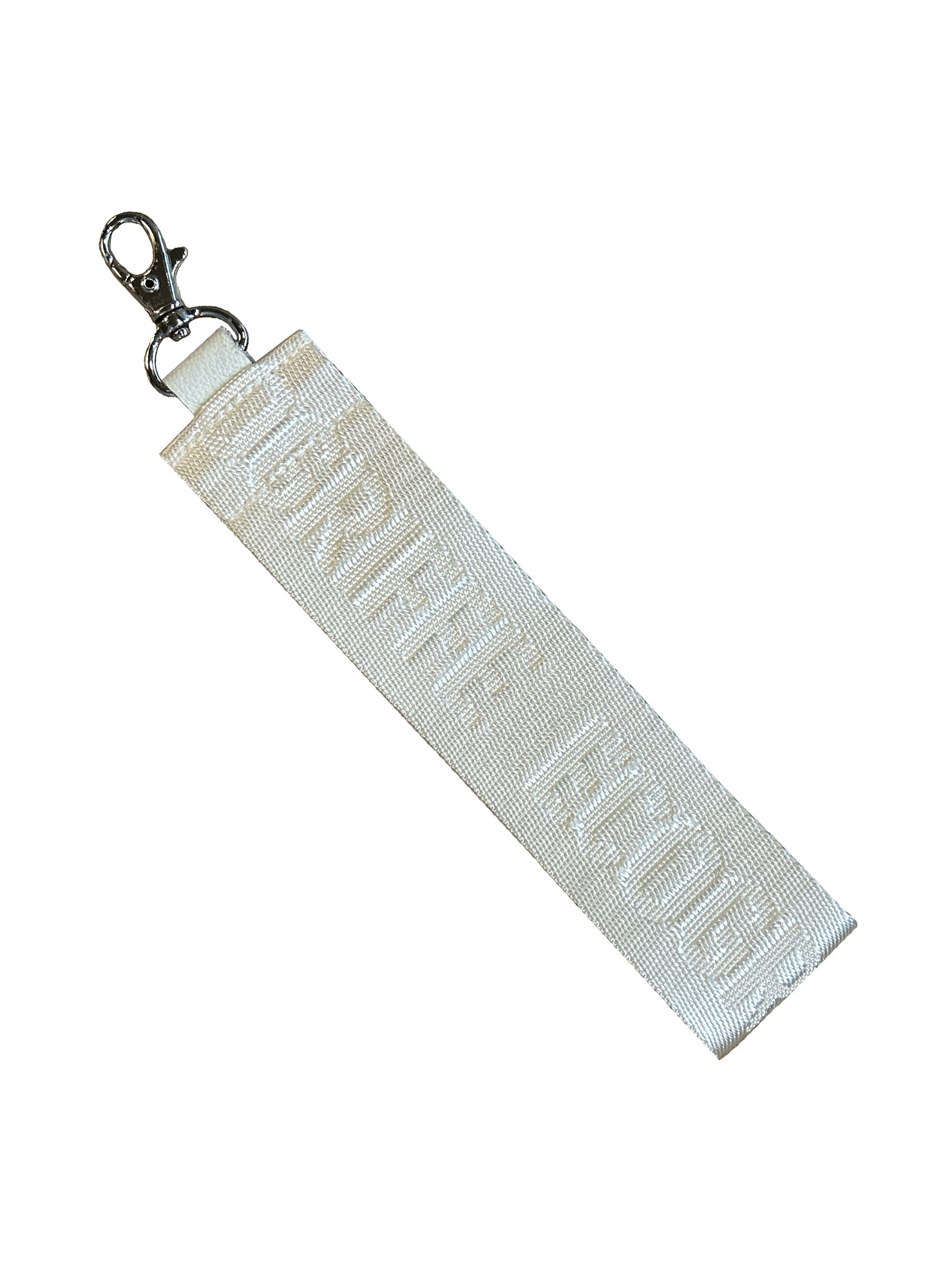 Beige leather strap key ring