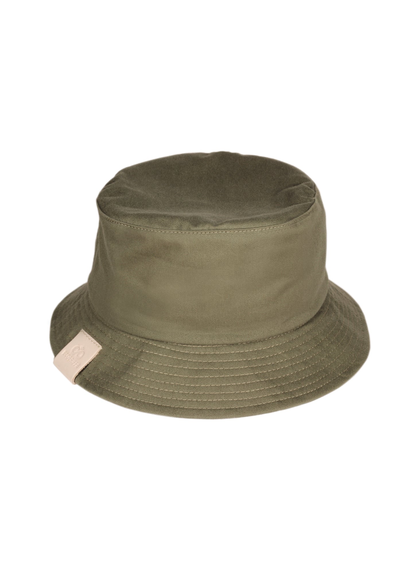 ecogriffe-bucket-hat-kaki-etiquette-cuir-unisexe
